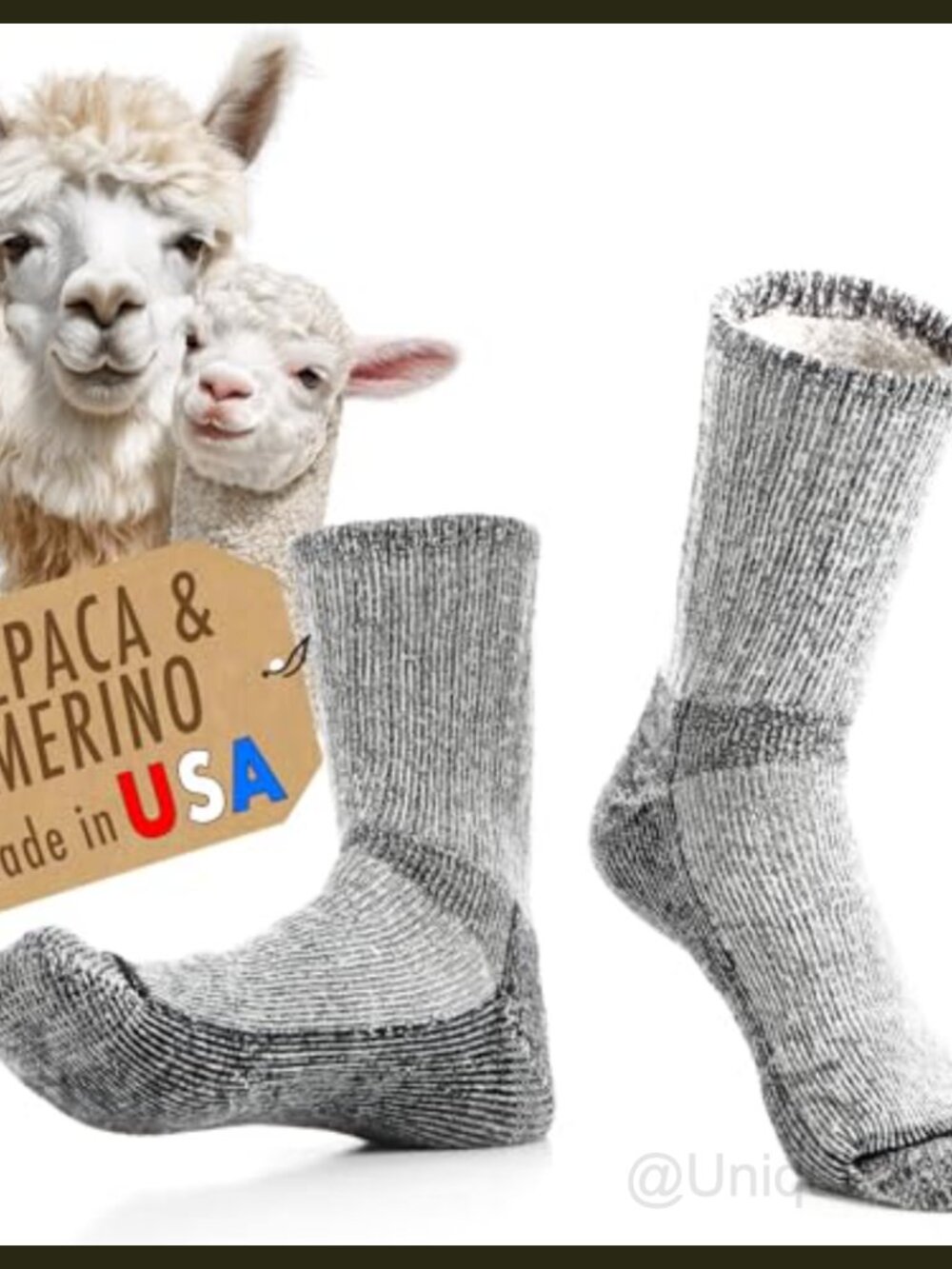 Alpaca Merino Wool Crew Socks Cushioned Hiking Made in USA